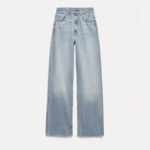 Zara TRF Blue High Rise Wide Leg Jeans